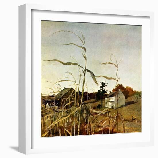 "Autumn Cornfield,"October 1, 1950-Andrew Wyeth-Framed Giclee Print