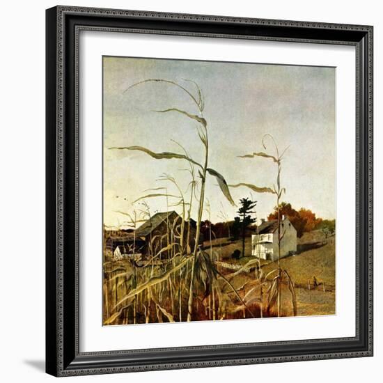 "Autumn Cornfield,"October 1, 1950-Andrew Wyeth-Framed Giclee Print