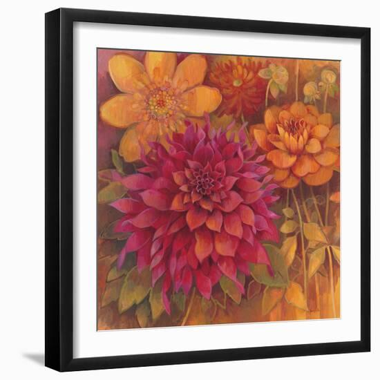 Autumn Dahlias 1-Vera Hills-Framed Art Print