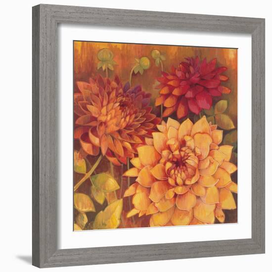 Autumn Dahlias 2-Vera Hills-Framed Art Print