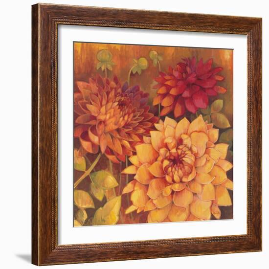 Autumn Dahlias 2-Vera Hills-Framed Art Print