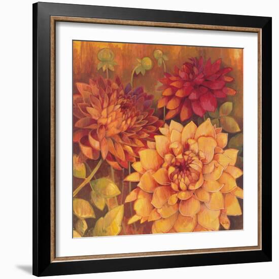 Autumn Dahlias 2-Vera Hills-Framed Art Print