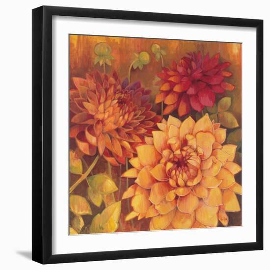 Autumn Dahlias 2-Vera Hills-Framed Art Print