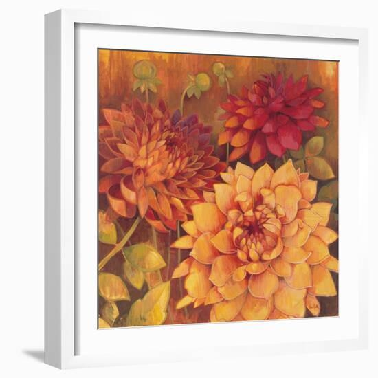 Autumn Dahlias 2-Vera Hills-Framed Art Print