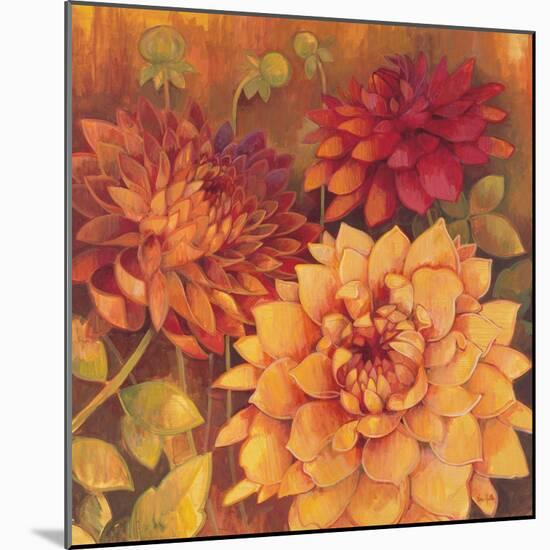 Autumn Dahlias 2-Vera Hills-Mounted Art Print