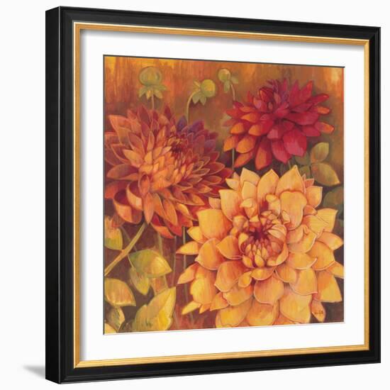 Autumn Dahlias 2-Vera Hills-Framed Art Print