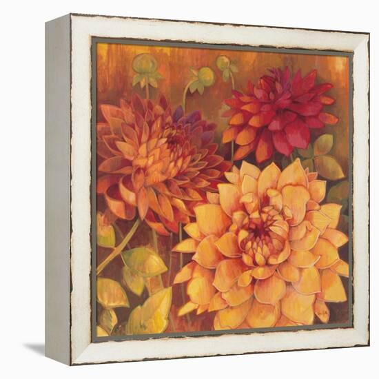 Autumn Dahlias 2-Vera Hills-Framed Stretched Canvas