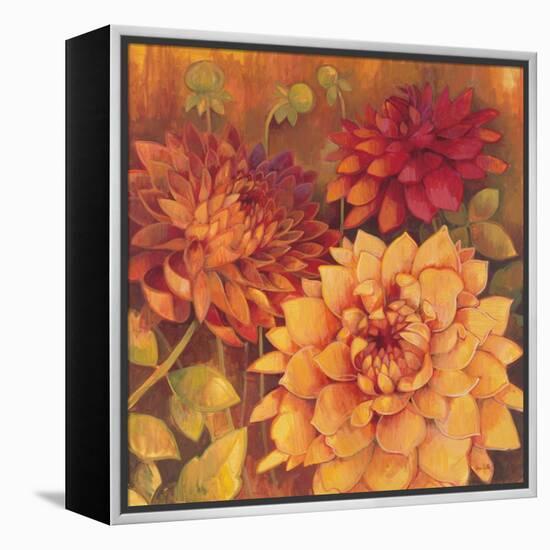 Autumn Dahlias 2-Vera Hills-Framed Stretched Canvas