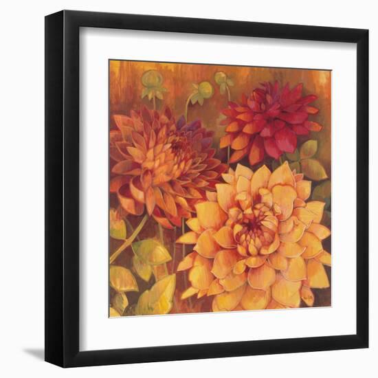 Autumn Dahlias 2-Vera Hills-Framed Art Print