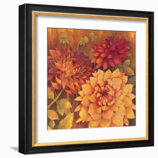 Autumn Dahlias 2-Vera Hills-Framed Art Print