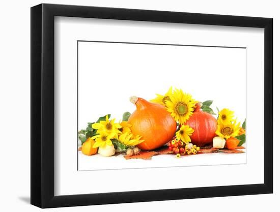 Autumn Decoration with Sunflowers and Hokkaido Pumpkins-IngridHS-Framed Photographic Print