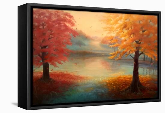 Autumn Drift, 2021, (Oil on Canvas)Landscape-Lee Campbell-Framed Premier Image Canvas