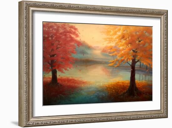 Autumn Drift, 2021, (Oil on Canvas)Landscape-Lee Campbell-Framed Giclee Print