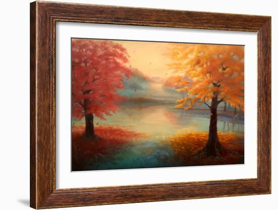 Autumn Drift, 2021, (Oil on Canvas)Landscape-Lee Campbell-Framed Giclee Print