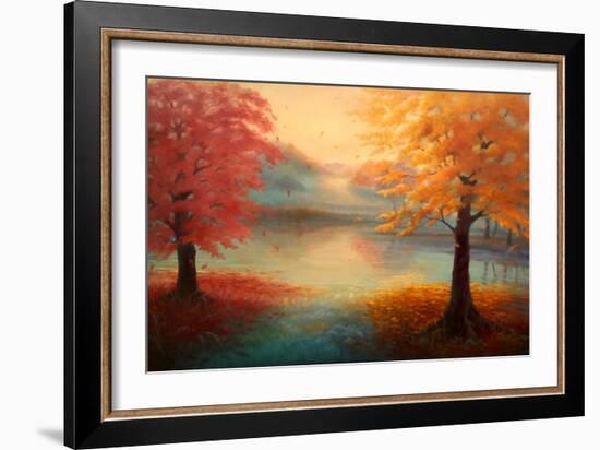 Autumn Drift, 2021, (Oil on Canvas)Landscape-Lee Campbell-Framed Giclee Print