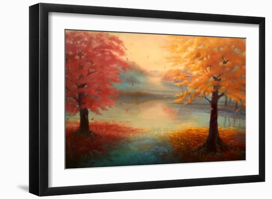 Autumn Drift, 2021, (Oil on Canvas)Landscape-Lee Campbell-Framed Giclee Print