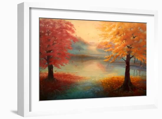 Autumn Drift, 2021, (Oil on Canvas)Landscape-Lee Campbell-Framed Giclee Print