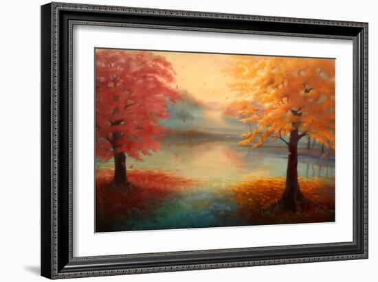 Autumn Drift, 2021, (Oil on Canvas)Landscape-Lee Campbell-Framed Giclee Print