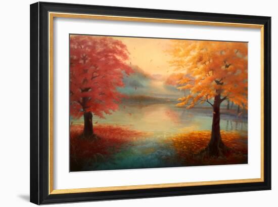 Autumn Drift, 2021, (Oil on Canvas)Landscape-Lee Campbell-Framed Giclee Print