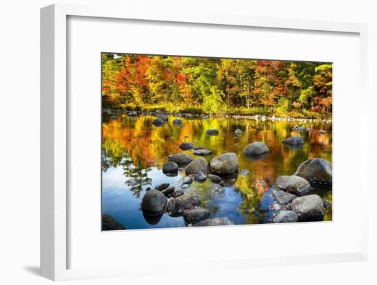 Autumn Foliage River Reflections-George Oze-Framed Photographic Print