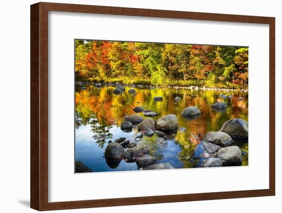 Autumn Foliage River Reflections-George Oze-Framed Photographic Print