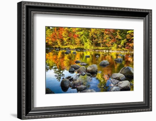 Autumn Foliage River Reflections-George Oze-Framed Photographic Print