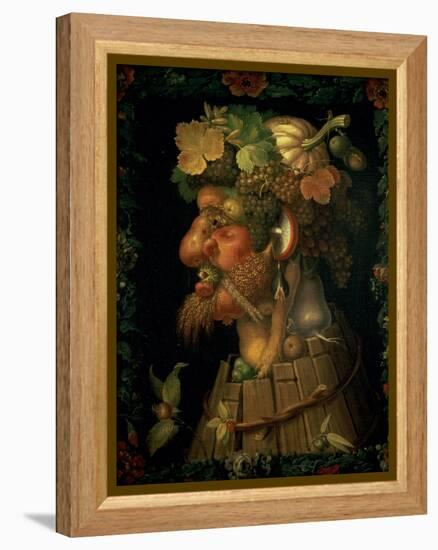 Autumn, from a Series Depicting the Four Seasons, Commissioned by Emperor Maximilian II-Giuseppe Arcimboldo-Framed Premier Image Canvas