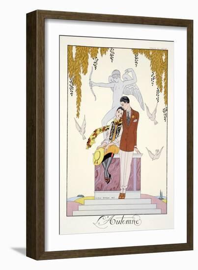 Autumn, from 'Falbalas and Fanfreluches, Almanach des Modes Présentes, Passées et Futures', 1926-Georges Barbier-Framed Giclee Print