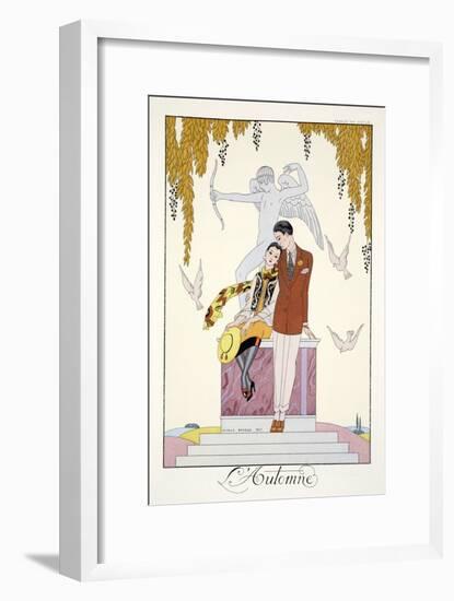 Autumn, from 'Falbalas and Fanfreluches, Almanach des Modes Présentes, Passées et Futures', 1926-Georges Barbier-Framed Giclee Print