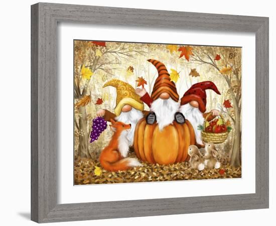 Autumn Gnomes in Wood-MAKIKO-Framed Giclee Print