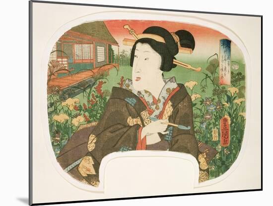 Autumn, Hanayashiki: a Geisha with a Pipe-Utagawa Kunisada-Mounted Giclee Print