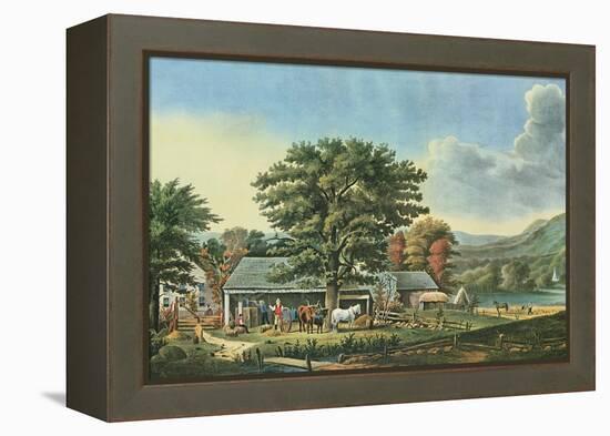 Autumn in New England - Cider Making, 1866-Currier & Ives-Framed Premier Image Canvas