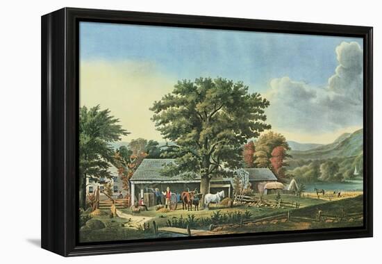 Autumn in New England - Cider Making, 1866-Currier & Ives-Framed Premier Image Canvas