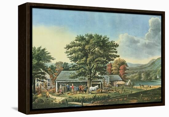 Autumn in New England - Cider Making, 1866-Currier & Ives-Framed Premier Image Canvas