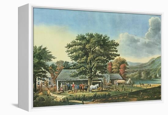 Autumn in New England - Cider Making, 1866-Currier & Ives-Framed Premier Image Canvas