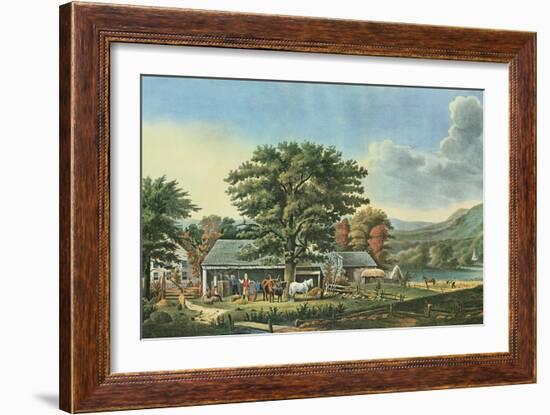 Autumn in New England - Cider Making, 1866-Currier & Ives-Framed Giclee Print