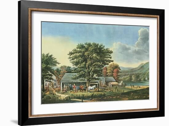 Autumn in New England - Cider Making, 1866-Currier & Ives-Framed Giclee Print