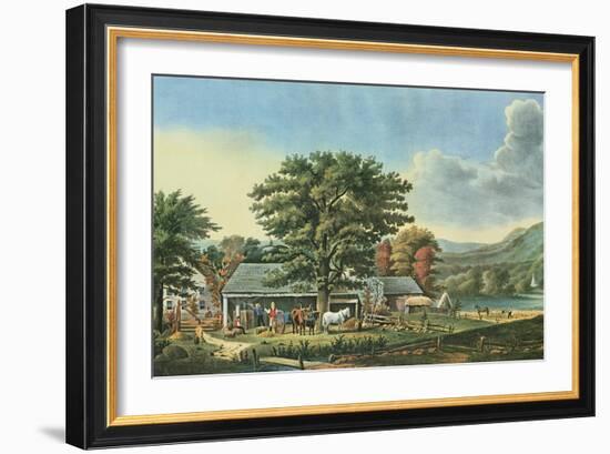 Autumn in New England - Cider Making, 1866-Currier & Ives-Framed Giclee Print