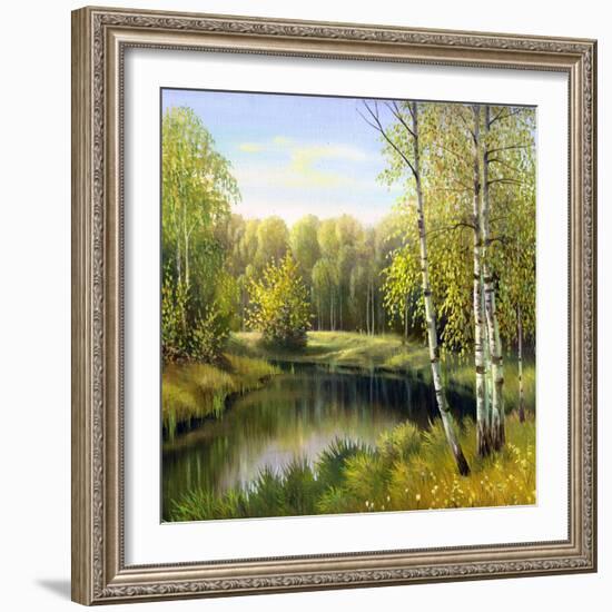 Autumn Landscape, Canvas, Oil-balaikin2009-Framed Art Print