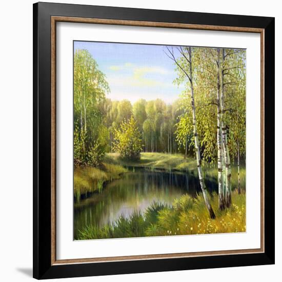 Autumn Landscape, Canvas, Oil-balaikin2009-Framed Art Print