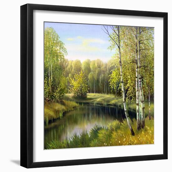 Autumn Landscape, Canvas, Oil-balaikin2009-Framed Art Print