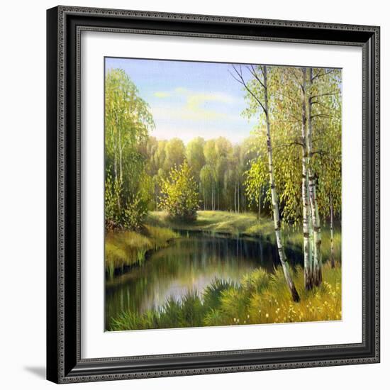 Autumn Landscape, Canvas, Oil-balaikin2009-Framed Art Print