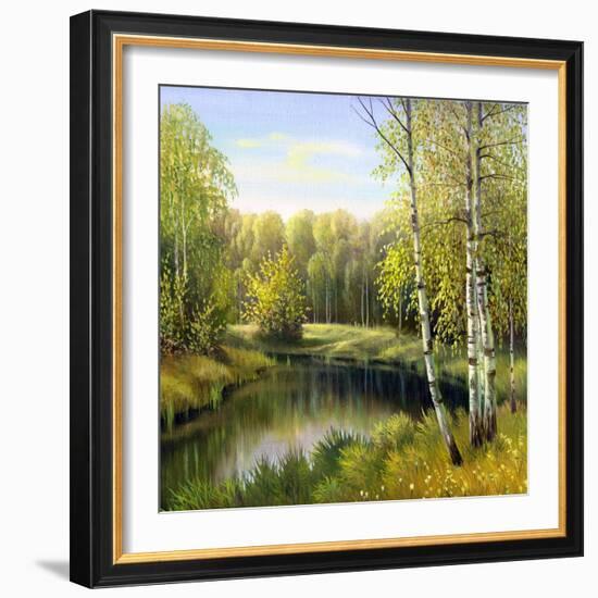 Autumn Landscape, Canvas, Oil-balaikin2009-Framed Art Print