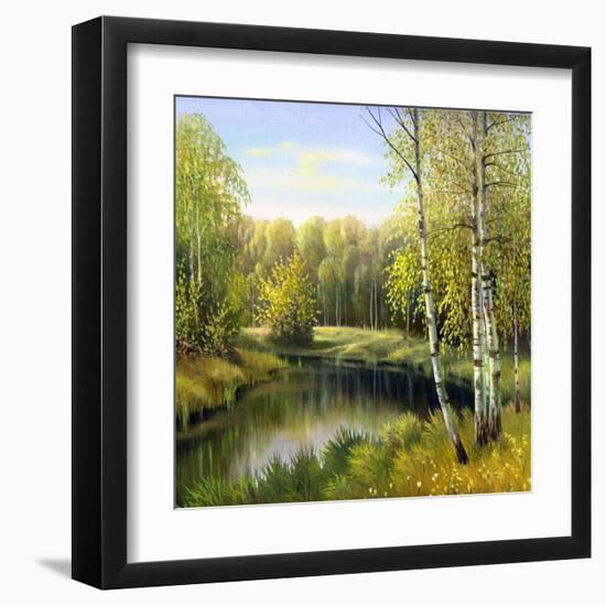 Autumn Landscape, Canvas, Oil-balaikin2009-Framed Art Print