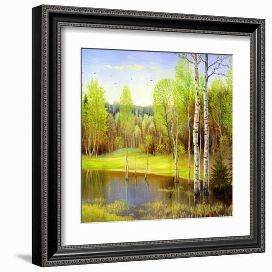 Autumn Landscape, Canvas, Oil-balaikin2009-Framed Art Print