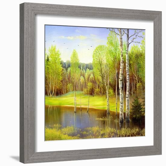 Autumn Landscape, Canvas, Oil-balaikin2009-Framed Art Print