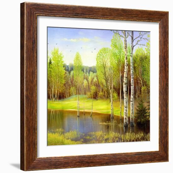 Autumn Landscape, Canvas, Oil-balaikin2009-Framed Art Print