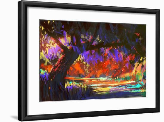 Autumn Landscape Digital Painting,Illustration Art-Tithi Luadthong-Framed Art Print