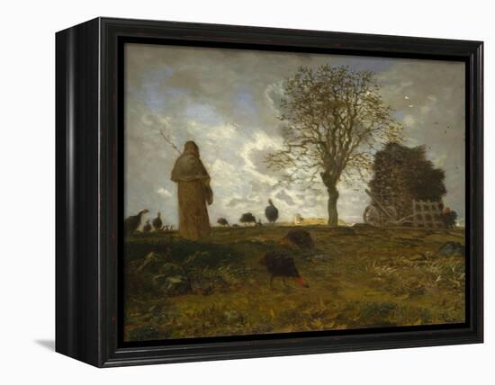 Autumn Landscape with a Flock of Turkeys, 1872-73-Jean-Francois Millet-Framed Premier Image Canvas