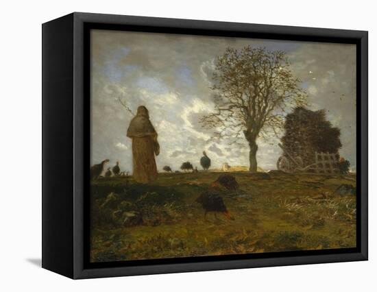 Autumn Landscape with a Flock of Turkeys, 1872-73-Jean-Francois Millet-Framed Premier Image Canvas